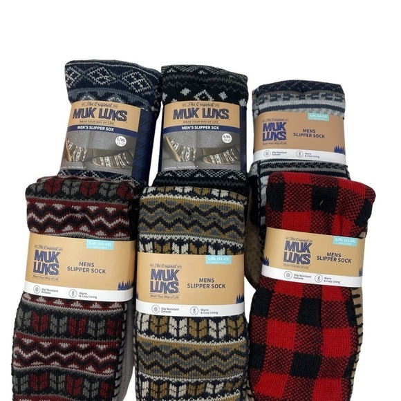 Muk Luks Men's Slipper Socks shoe Size 11-13 Large-XL one slip resistant NWT - Picture 2 of 10